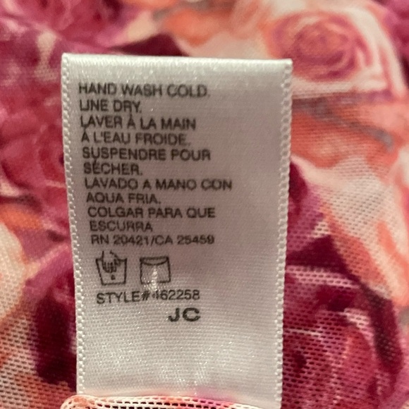 DKNY pink burgundy floral flowy mesh rose embroidered camisole L (12-14) - Picture 5 of 8